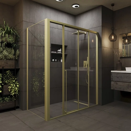 Душевой уголок Veconi Premium Prato PR4/R-SP-18080-01-G-C4 180х80 стекло прозрачное профиль золото без поддона