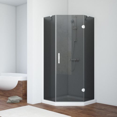 Душевой уголок Vegas-Glass AFA-Pen TUR+NOVO AFA-Pen NOVO 120 01 07 R 120х120 стекло тонированное профиль белый без поддона