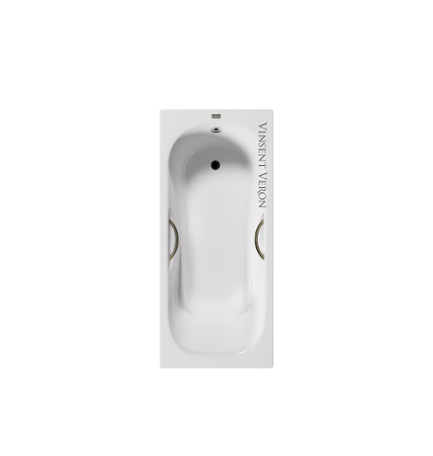 Ванна чугунная Vinsent Veron Aura VAU1808045H/VH0015BR 180х80 пристенная прямоугольная с ножками с ручками
