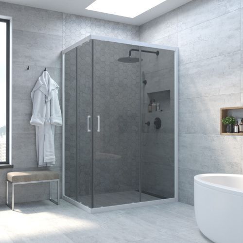 Душевой уголок Vegas-Glass ZA-F TUR+NOVO ZA-F NOVO h2000 85*70 01 07 85х70 стекло тонированное профиль белый без поддона