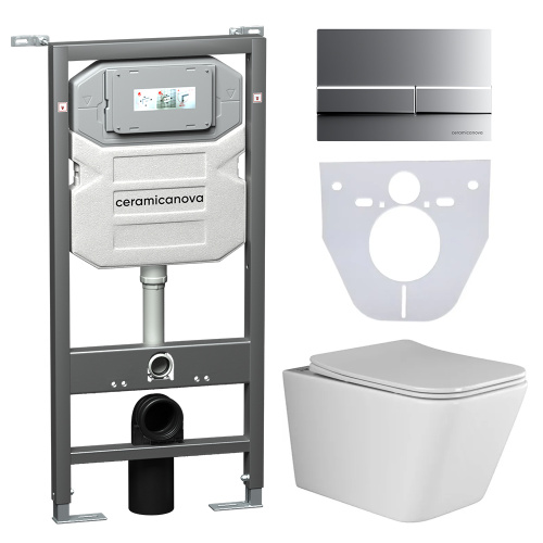 Инсталляция с кнопкой + унитаз + шумоизоляция Ceramica Nova CN3007_1002M_1000