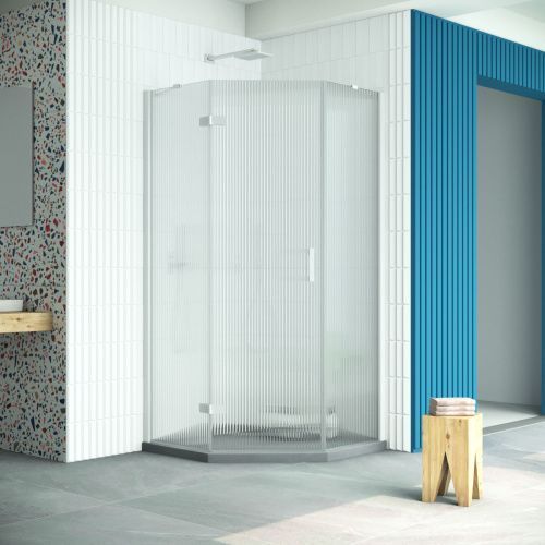 Душевой уголок Vegas-Glass AFA-Pen Retta AFA-Pen Retta 90 01 Moru L 90х90 стекло рифленое профиль белый без поддона