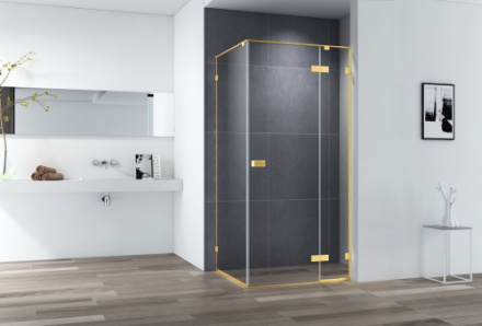 Душевой уголок Cezares BELLAGIO BELLAGIO-A-1-100-C-BORO 100х100 стекло прозрачное профиль золото брашированное без поддона