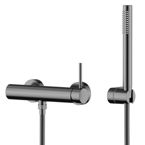 Смеситель для ванны и душа Knotlor ECLIPSE SS-22/GM настенный вороненая сталь