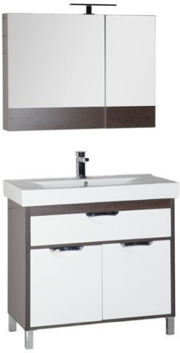Комплект мебели: тумба с раковиной + зеркало-шкаф Aquanet Гретта 00172720 91,5х48х153,6 напольный