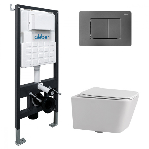 Комплект унитаз с инсталляцией с клавишей смыва ABBER Rechteck AC1201-AC0105-AC0120NG