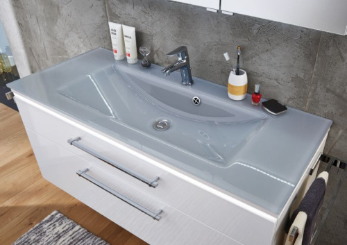 Раковина стеклянная Puris Ice Line SWG512083 120х50 накладная цвет серый матовый 1 отверстие под смеситель