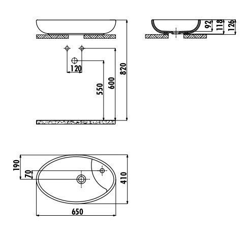 Раковина из сантехнического фарфора Creavit Minamal MN065-00CB00E-0000 65х41 накладная цвет белый - фото 2
