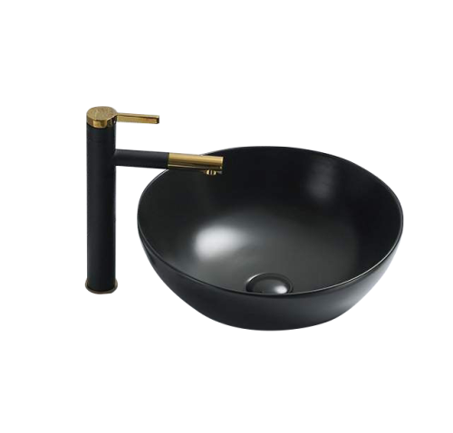 Раковина из фаянса Velvex 104MB 41х41 накладная цвет черный без отверстий под смеситель