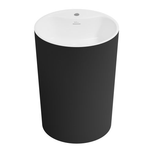 Раковина акриловая Wellsee Coquillage 232803000 50х38 напольная цвет черный/белый 1 отверстие под смеситель