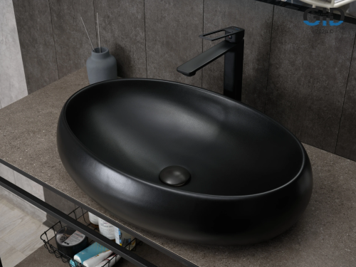 Раковина Gid Lago 60 см Bm9030a (53371) накладная цвет черный матовый