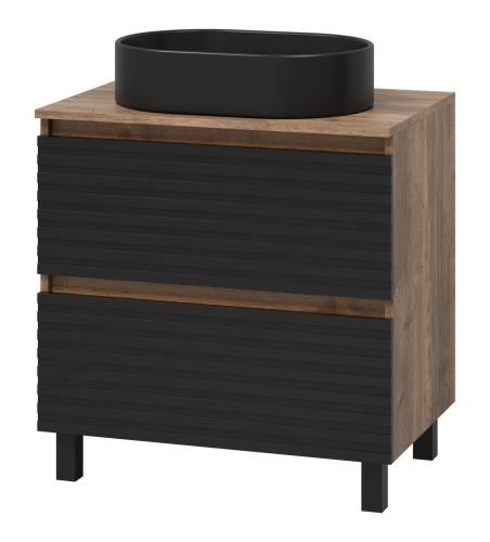 Тумба под раковину Brevita Dakota DAK-07070-19/02-2Я 70х48х62 напольная цвет черный/коричневый