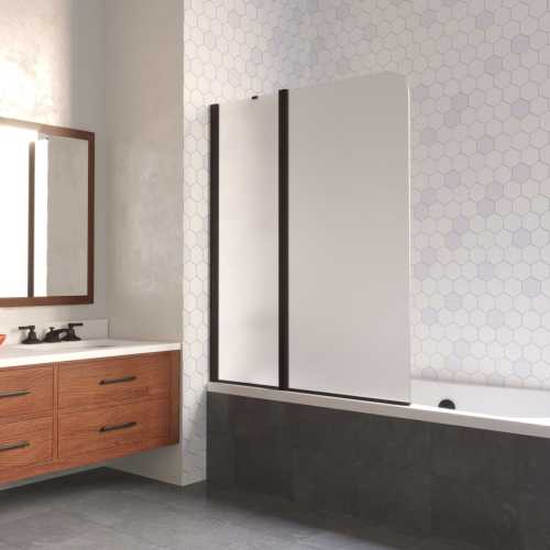 Душевая шторка на ванну Vegas-Glass E2V LUX ST E2V LUX ST 125 02М 10 L 125х151 стекло матовое профиль черный матовый