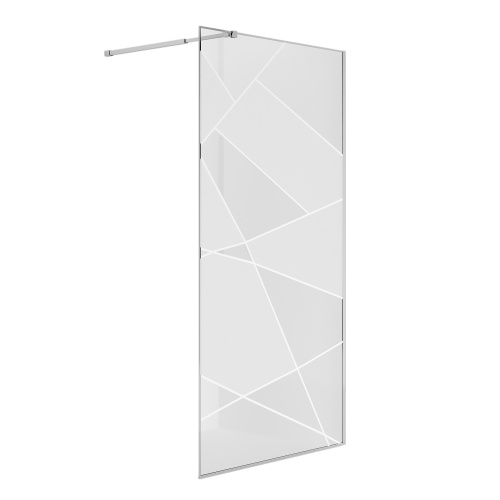 Душевая перегородка Niagara Nova NG-660-90 90х195 стекло прозрачное с рисунком профиль хром глянцевый