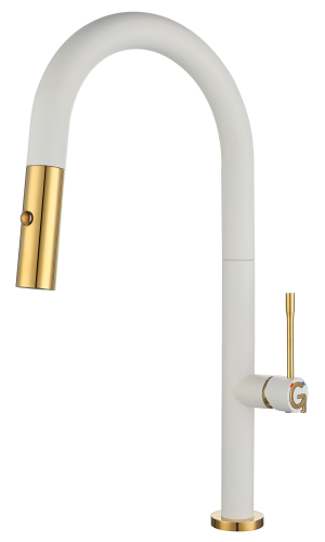 Смеситель для кухни Rivelato 3972500 brina oro на мойку белый/золото