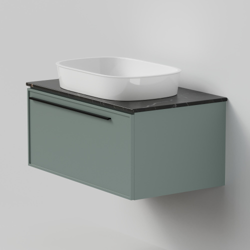 Тумба со столешницей La Fenice ELBA NFNC-01-ELB-G-80-3-GB 80х62х49 подвесная цвет серый/зелёный