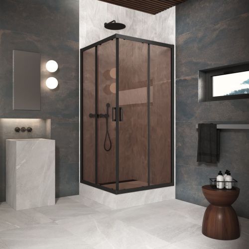 Душевой уголок Vegas-Glass ZA Protec ZA Protec 120 02М 05 120х120 стекло тонированное профиль черный без поддона