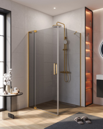 Душевой уголок Cezares SLIDER SLIDER-AH-1-100-100/110-GRIGIO-BORO 100х100 стекло тонированное профиль золото брашированное без поддона