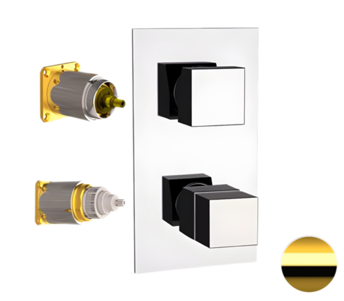 Смеситель для душа Remer Q-Elegance QT92KBDO встраиваемый в стену золото глянцевое с термостатом