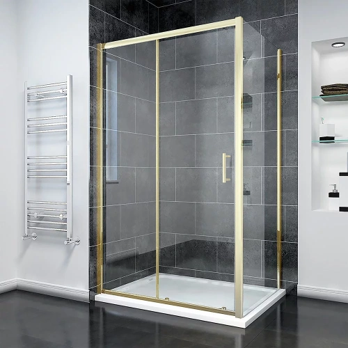 Душевой уголок Veconi Rovigo RV055G-13070-01-C8 130х70 стекло прозрачное профиль золото без поддона