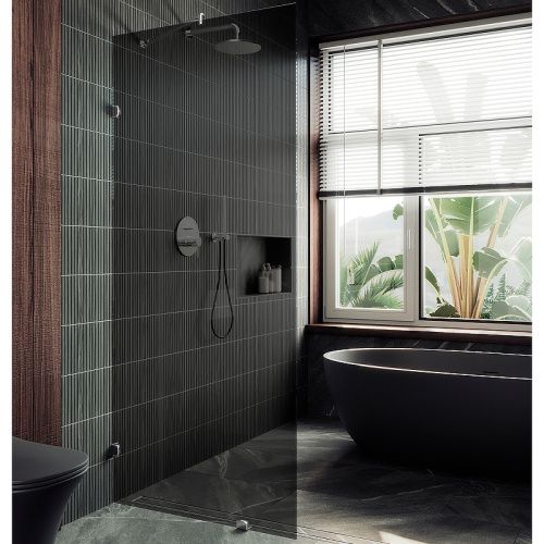 Душевая перегородка Maybah Glass MGD-276-4 100х195 стекло тонированное профиль хром