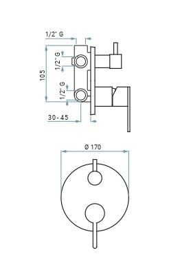 Смеситель Emmevi Filobrass 85019CER/CR встраиваемый в стену хром - фото 2
