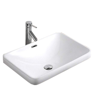 Раковина из фаянса Velvex 78441 58х39 полувстраиваемая цвет белый без отверстий под смеситель