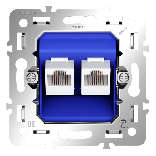 Механизм розетки компьютерной двойной RJ45+RJ45 VOLTUM S70 VLS0602M