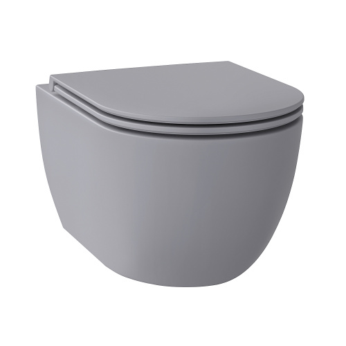 Унитаз подвесной Wellsee Chalice Perfection 182610001 серый матовый с сиденьем микролифт безободковый смыв торнадо