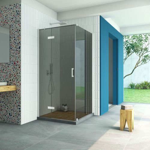 Душевой уголок Vegas-Glass AFP-Fis Retta AFP-Fis Retta 80 01 07 L 80х80 стекло тонированное профиль белый без поддона