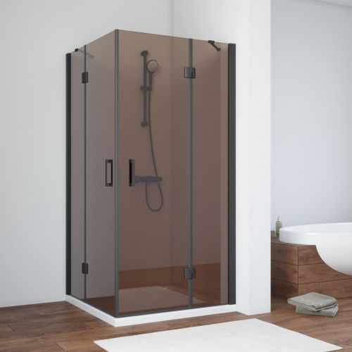 Душевой уголок Vegas-Glass AFA TUR+NOVO AFA NOVO 80 02М 05 80х80 стекло тонированное профиль черный без поддона