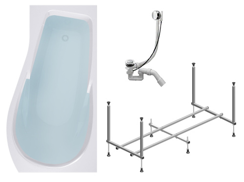 Ванна акриловая Timo VINO VINO1792R-KTVINO17-SPV1505 170х92 пристенная асимметричная с каркасом Ванна акриловая Timo VINO VINO1792R-KTVINO17-SPV1505 170х92 пристенная асимметричная с каркасом