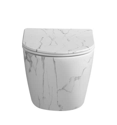 Унитаз подвесной MILLEAU MYL038BMAW VORTEX MYL038BMAW белый мрамор матовый с сиденьем микролифт безободковый каскадный смыв