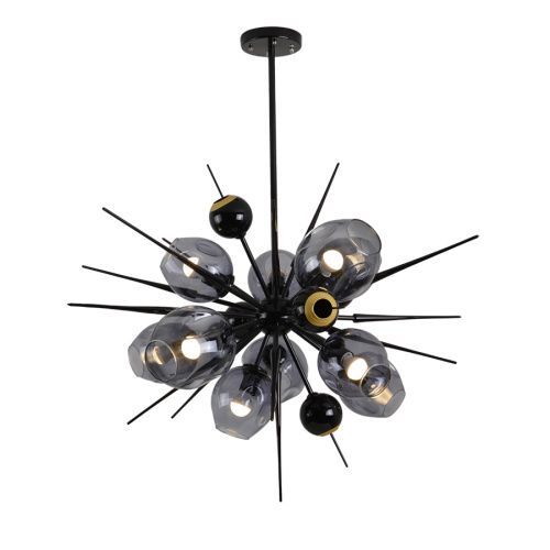 Люстра на штанге Delight Collection Burst (Бурст) 9720P-10S black/smoky