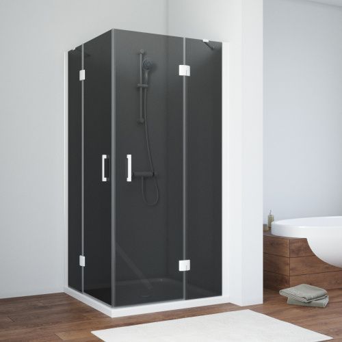 Душевой уголок Vegas-Glass AFA TUR+NOVO AFA NOVO 80 01 07 80х80 стекло тонированное профиль белый без поддона