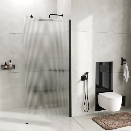 Душевая перегородка WasserKRAFT Rur 30W 30W46MB-FL 110х200 стекло рифленое профиль черный матовый