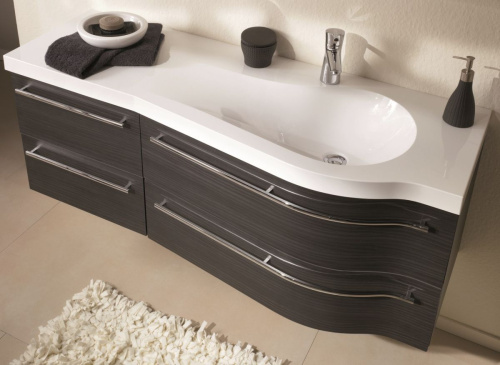 Раковина из минерального литья Puris Swing WMM512L1 120х51 накладная цвет белый 1 отверстие под смеситель