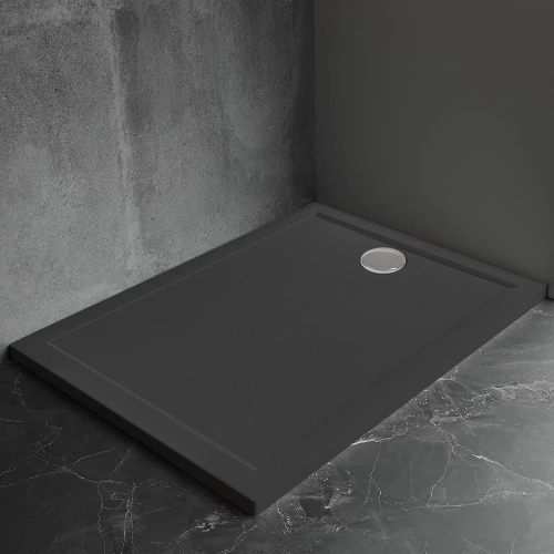 Душевой поддон Veconi Pietra PT-B-9090-RU 90х90 искусственный камень черный