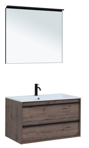 Комплект мебели: тумба с раковиной + зеркало Aquanet Lino 00271958 90х50х138,3 подвесной