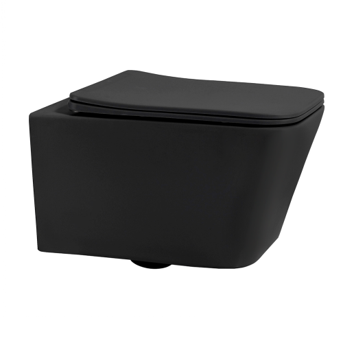 Унитаз подвесной Boheme Zen 967-SET-A цвет антрацит с сиденьем микролифт безободковый каскадный смыв