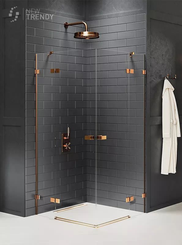 Душевой уголок New Trendy AVEXA Copper brushed EXK-3686 120х90 стекло прозрачное профиль медь без поддона