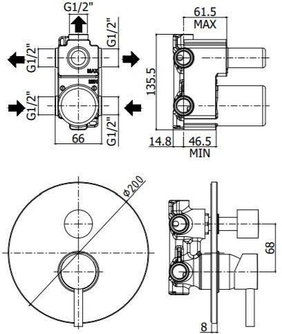 Смеситель для ванны Paffoni Stick SK018CR встраиваемый в стену хром - фото 2