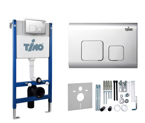 Инсталляция для унитаза и кнопка смыва механическая цвет хром Timo SOLI TWC-01+FP-002