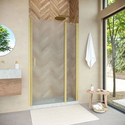 Душевая дверь Vegas-Glass EP-F-1 NOVO EP-F-1 NOVO 100 03 02 R 100х190 стекло рифленое профиль золото