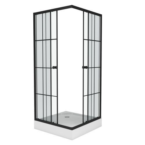 Душевой уголок Niagara Nova _01801412 80х80 стекло с рисунком профиль черный с поддоном