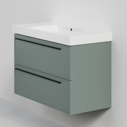 Тумба с раковиной La Fenice Elba TWIN NFNC-01-ELB-G-100-2-3-100 101х62х49 подвесная цвет серо-зеленый