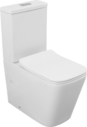 Чаша унитаза напольная Logan 00331874 цвет белый с сиденьем микролифт без бачка безободковая каскадный смыв
