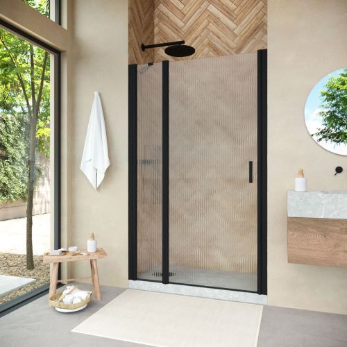 Душевая дверь Vegas-Glass EP-F-1 NOVO EP-F-1 NOVO 100 02М Moru L 100х190 стекло рифленое профиль черный