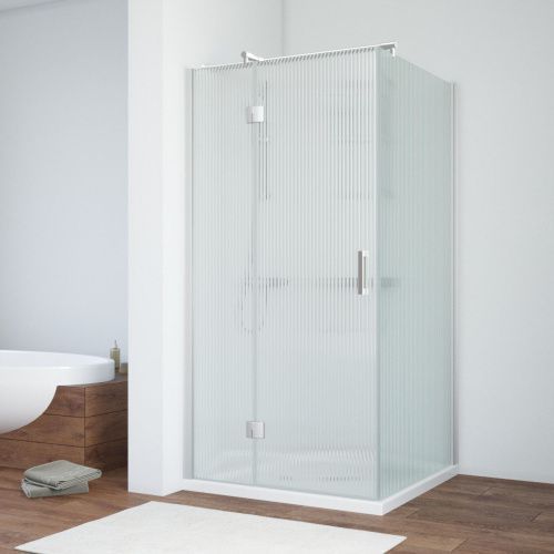 Душевой уголок Vegas-Glass AFP-Fis TUR+NOVO AFP-Fis NOVO 80 07 Moru L 80х80 стекло рифленое профиль хром без поддона