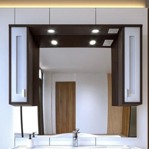 Зеркало-шкаф с подсветкой Бриклаер 4627125411809 120х20х83 подвесной цвет венге/белый